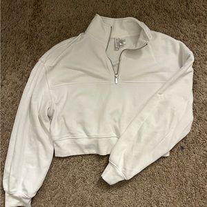 Small white cropped quarter zip from H&M